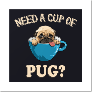 Cup of Pug cute Puppy Posters and Art